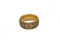 Product photo of the Boho Floral Mandala tungsten ring with laser-engraved surface detail.