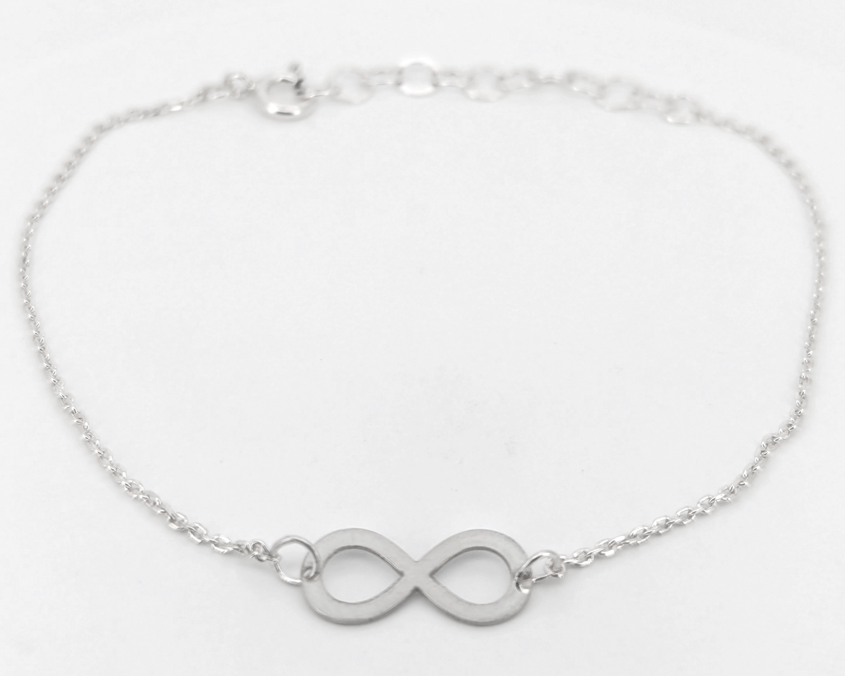 Silver bracelet with infinity symbol of eternal love 