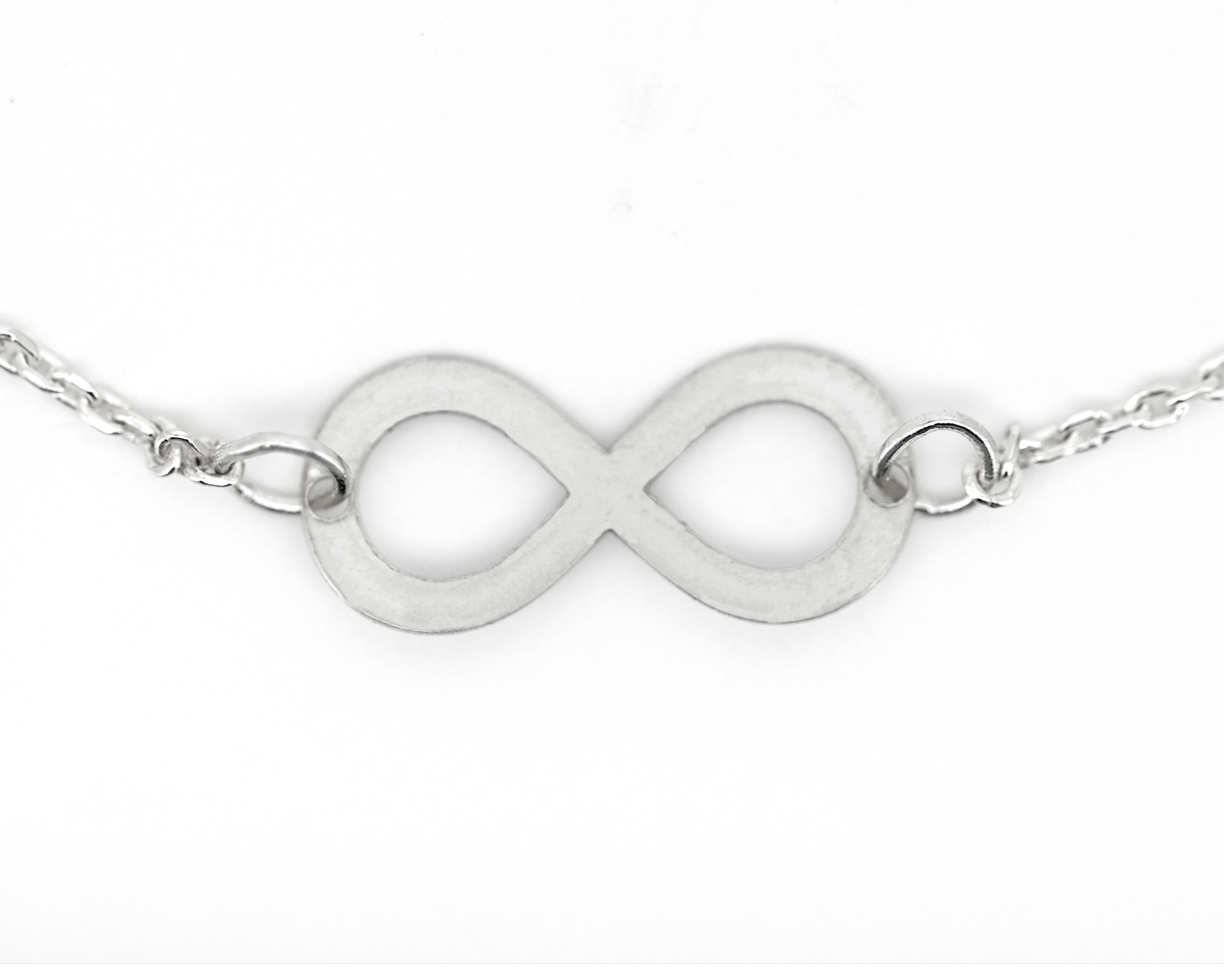 Silver bracelet with infinity symbol of eternal love 