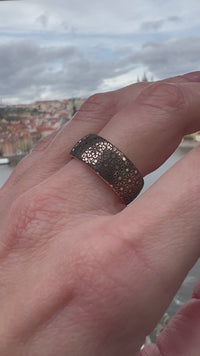 Video preview of the Boho Floral Mandala tungsten ring showing the surface detail as the item moves.