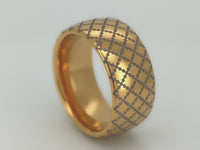 Video preview of the Golden Quilted Elegance tungsten ring showing the surface detail as the item moves.