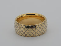 Video preview of the Golden Quilted Elegance tungsten ring showing the surface detail as the item moves.