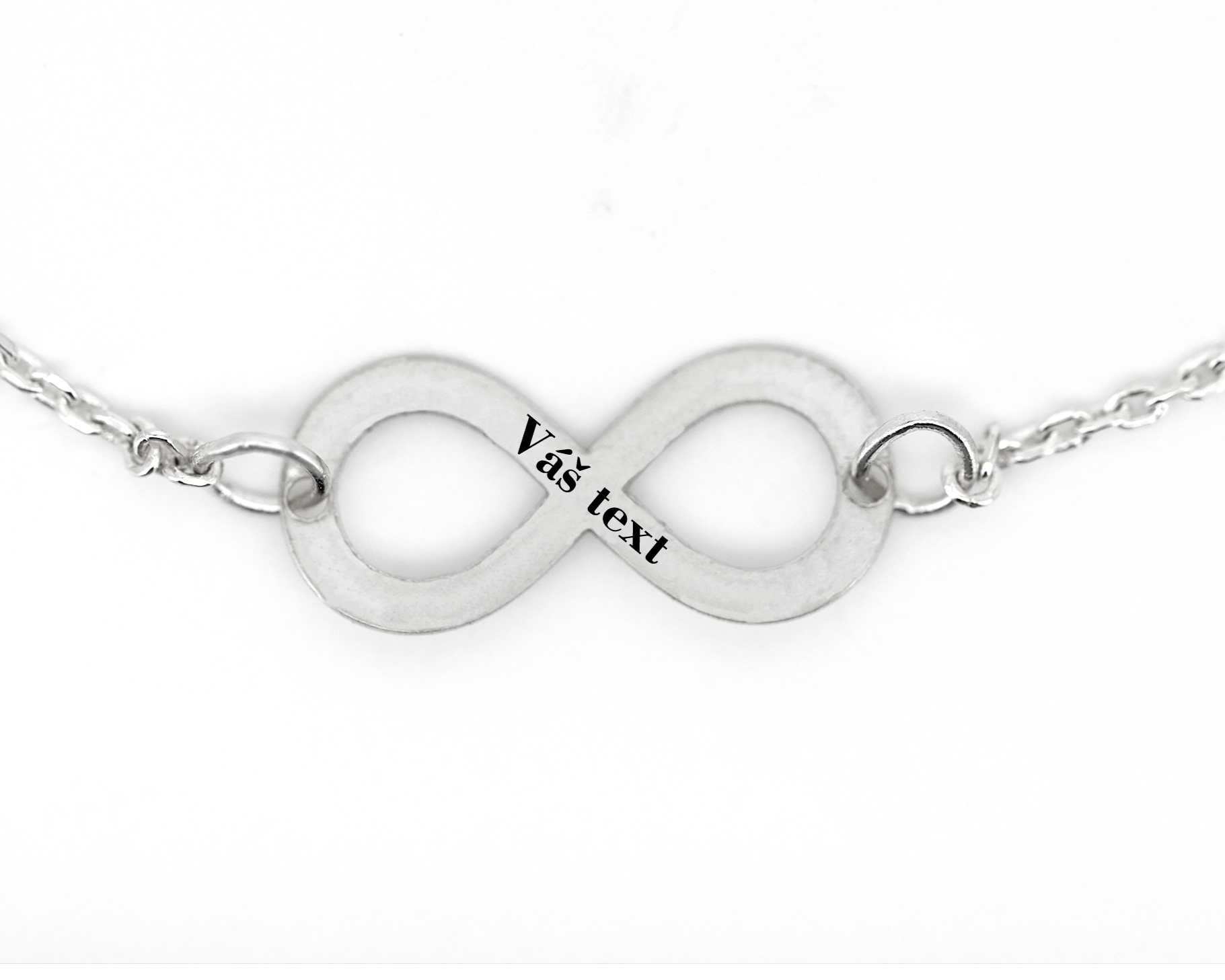 Silver bracelet with infinity symbol of eternal love with personalized engraving